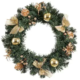 Corona de Navidad Oro Verde PVC Piñas 40 x 40 x 7 cm de BigBuy Home, Navidad - Ref: S8806939, Precio: 13,30 €, Descuento: %