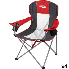 Chaise de camping pliante Aktive Gris foncé Rouge 56 x 98 x 59 cm (4 Unités) de Aktive, Chaises - Réf : S8901021, Prix : 77,3...