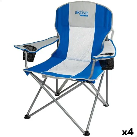 Silla Plegable para Camping Aktive Azul Gris 57 x 97 x 60 cm (4 Unidades) de Aktive, Sillas - Ref: S8901022, Precio: 92,21 €,...