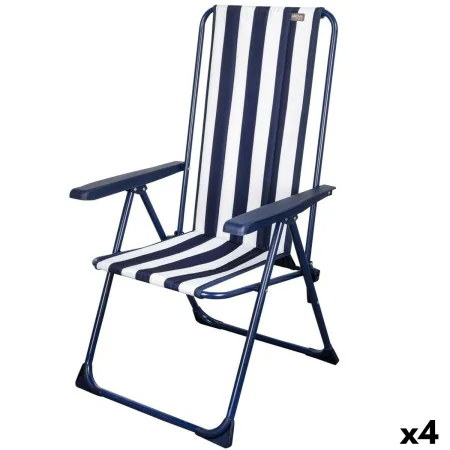 Gepolsterte Campingstuhl Aktive Gestreift Weiß Marineblau 46 x 101 x 59 cm (4 Stück) von Aktive, Klappstühle - Ref: S8901315,...