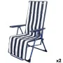 Sun-lounger Aktive White Navy Blue Reclining Striped 147 x 70 x 48 cm (2 Units) by Aktive, Sunloungers - Ref: S8901316, Price...