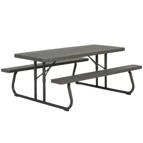 Mesa Dobrável Lifetime Madeira Castanho Picnic Aço Plástico 183 x 74 x 145 cm de Lifetime, Mesas de piquenique - Ref: S890137...