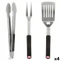 Barbecue Utensils Set Aktive 3 Pieces Barbecue Stainless steel 9 x 41 x 5 cm (4 Units) by Aktive, Barbecue Tool Sets - Ref: S...