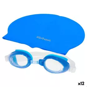 Swimming Cap and Goggles AquaSport Blue Children's Plastic (12 Units) by AquaSport, Swimming Hats - Ref: S8902948, Price: 50,...