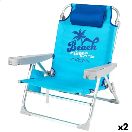 Beach Chair Aktive Foldable Blue 53 x 80 x 58 cm (2 Units) by Aktive, Folding Chairs - Ref: S8903244, Price: 101,18 €, Discou...