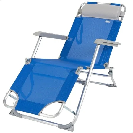 Chaise longue inclinable Aktive Bleu 153 x 33 x 47 cm de Aktive, Bains de soleil - Réf : S8903249, Prix : 43,61 €, Remise : %