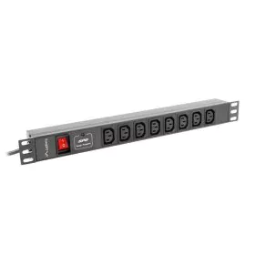 Rallonge 19'' 8 Tomas Schuko avec Interrupteur On/Off Lanberg PDU-08I-0200-C20-BK (2 m) de Lanberg, Multiprises - Réf : S9118...