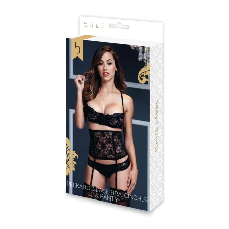 Conjunto de Lencería Sexy con Encaje Talla Única Baci Lingerie BLW3100 Negro (Talla única) de Baci Lingerie, Conjuntos de len...