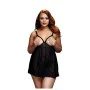 Lingerie Preta Babydoll Completa e Sutiã de Copa Aberta e Cueca Tamanho Rainha Baci Lingerie BW3104 Preto XL de Baci Lingerie...