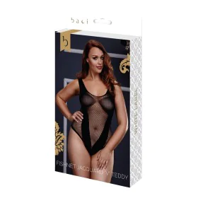 Body a Rete Jacquard V Teddy Rede de Pesca Taglia Unica Baci Lingerie BW3134-BLKQS Nero XL Queen di Baci Lingerie, Pagliaccet...