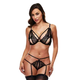 Conjunto de Lingerie com Renda Strappy Baci Lingerie Preto (S/M) de Baci Lingerie, Conjuntos de lingerie - Ref: S9405453, Pre...