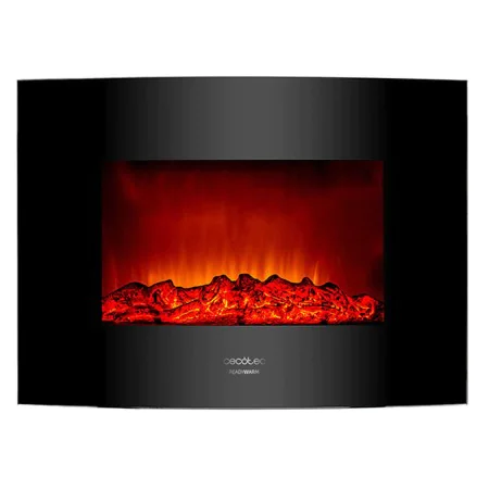 Cheminée murale électrique décorative Cecotec Warm 2200 Curved Flames 2000W Noir de Cecotec, Braséros mexicains - Réf : V1704...