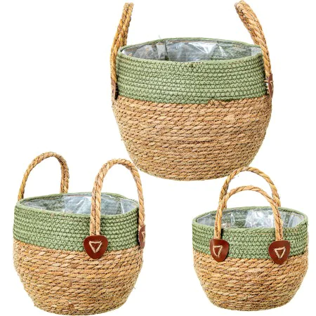 Set of Baskets Alexandra House Living 03786 Brown Green wicker Rattan Natural Fibre (3 Units) by Alexandra House Living, Stor...