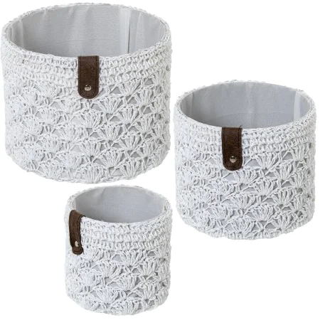 Set of Baskets Alexandra House Living 03816 White wicker Rattan Natural Fibre (3 Units) by Alexandra House Living, Storage ba...