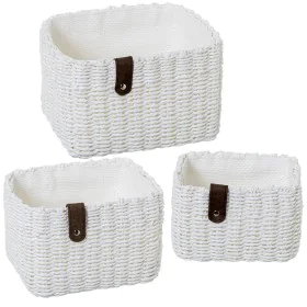 Juego de Cestos Alexandra House Living 03817 Blanco Mimbre Ratán Fibra natural (3 Unidades) de Alexandra House Living, Cestos...