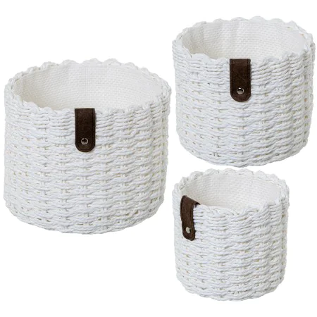 Set di Cesti Alexandra House Living 03818 Bianco vimini Rattan Fibra naturale (3 Unità) di Alexandra House Living, Cesti port...