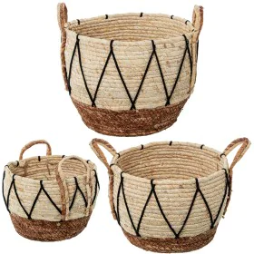 Set of Baskets Alexandra House Living 03842 Brown Wood wicker Rattan (3 Units) by Alexandra House Living, Storage baskets - R...