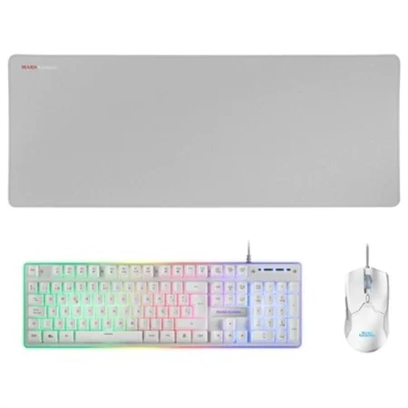 Tastiera e Mouse Mars Gaming MCPXWES Bianco Qwerty in Spagnolo QWERTY LED RGB di Mars Gaming, Set tastiera e Mouse - Rif: S02...