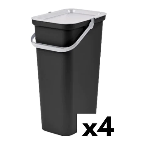 Cubo de Basura para Reciclaje Tontarelli Moda Blanco Negro 38 L (4 Unidades) de Tontarelli, Cubos de reciclaje para el hogar ...