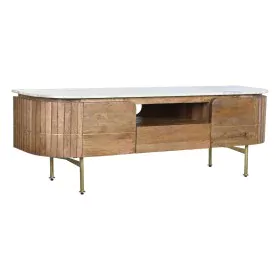 Mueble de TV DKD Home Decor Dorado Blanco Marrón claro Mármol Madera de mango (145 x 42 x 48 cm) de DKD Home Decor, Mesas y s...