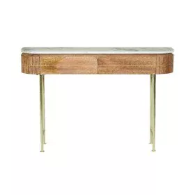 Consola DKD Home Decor 110 x 30 x 76 cm 102 x 30 x 76 cm Dourado Castanho Branco Mármore Madeira de mangueira de DKD Home Dec...