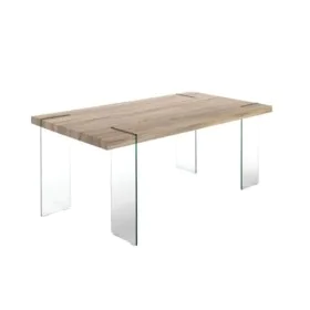 Table de Salle à Manger DKD Home Decor Transparent Marron Clair Verre Noyer Bois MDF 180 x 90 x 76 cm de DKD Home Decor, Tabl...