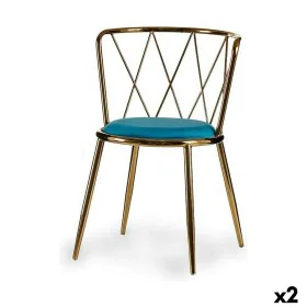 Chair Rhombus Blue Golden 50,5 x 73 x 51 cm (2 Units) by Gift Decor, Dining Chairs - Ref: S3626335, Price: 157,71 €, Discount: %