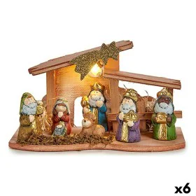 Belén de Navidad Luz LED Multicolor Madera Cerámica 26 x 14 x 12 cm (6 Unidades) de Krist+, Navidad - Ref: S3627075, Precio: ...