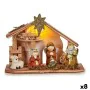 Christmas nativity set LED Light White Brown Red Green Wood Ceramic 8 x 17 x 22,5 cm (8 Units) by Krist+, Christmas - Ref: S3...