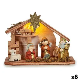 Presepe di Natale Luce LED Bianco Marrone Rosso Verde Legno Ceramica 8 x 17 x 22,5 cm (8 Unità) di Krist+, Natale - Rif: S363...