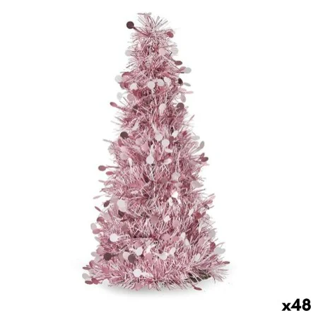 Christmas Tree 31 cm White Pink Silver polypropylene PET 18 x 31 x 18 cm (48 Units) by Krist+, Christmas - Ref: S3630845, Pri...