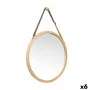 Miroir suspendu Naturel Cuir Bambou Rond 38 x 35 x 1,5 cm (6 Unités) de Gift Decor, Miroirs muraux - Réf : S3632451, Prix : 8...