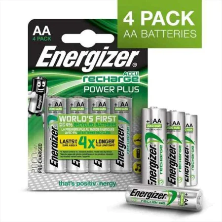 Pilhas Recarregáveis Energizer Accu Recharge Power Plus 2000 AA BP4 1,2 V AA HR6 (4 Unidades) de Energizer, Pilhas recarregáv...