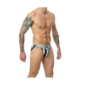 Tanga Mob Eroticwear Bianco Nero S di Mob Eroticwear, Perizomi, string e tanga - Rif: M0402353, Prezzo: 18,60 €, Sconto: %