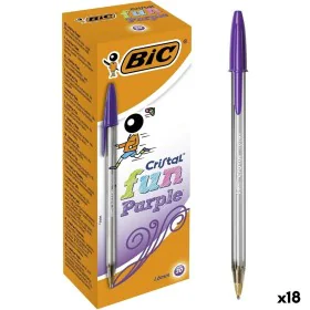 Ensemble de Stylos Bic Cristal Fun Pourpre 1,6 mm (18 Unités) de Bic, Stylos à bille non rétractable - Réf : S8434216, Prix :...