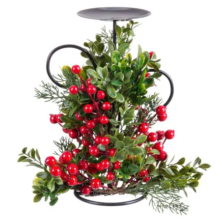 Candelabro Rojo Verde Metal Plástico Navidad 15 x 15 x 25 cm de BigBuy Home, Candelabros y portavelas - Ref: S8807098, Precio...