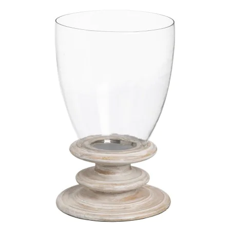 Bougeoir Blanc Bois Verre 28 x 28 x 43 cm de BigBuy Home, Bougeoirs et chandeliers - Réf : S8807209, Prix : 66,66 €, Remise : %