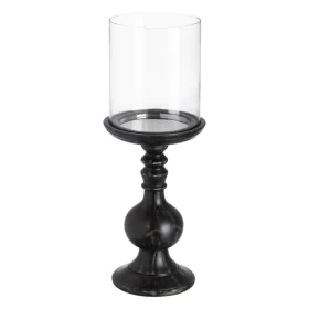 Bougeoir Noir Bois Verre 23 x 23 x 58 cm de BigBuy Home, Bougeoirs et chandeliers - Réf : S8807212, Prix : 65,97 €, Remise : %