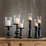 Castiçais Preto Madeira Cristal 23 x 23 x 58 cm de BigBuy Home, Candelabros e suportes para velas - Ref: S8807212, Preço: 65,...