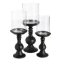 Castiçais Preto Madeira Cristal 23 x 23 x 58 cm de BigBuy Home, Candelabros e suportes para velas - Ref: S8807212, Preço: 65,...