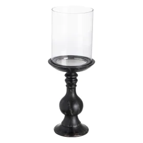 Bougeoir Noir Bois Verre 20 x 20 x 53 cm de BigBuy Home, Bougeoirs et chandeliers - Réf : S8807222, Prix : 46,98 €, Remise : %