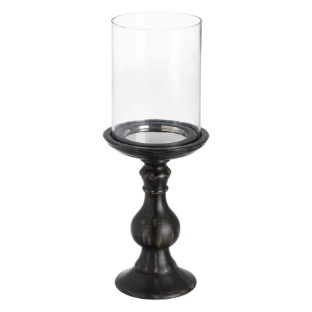 Castiçais Preto Madeira Cristal 18 x 18 x 47 cm de BigBuy Home, Candelabros e suportes para velas - Ref: S8807223, Preço: 35,...