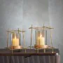 Candleholder Brown Golden Wood Crystal Steel 20 x 20 x 23 cm by BigBuy Home, Candelabras and candle holders - Ref: S8807227, ...