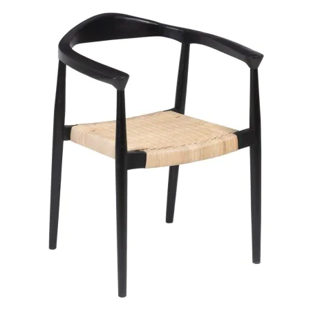 Dining Chair Black Natural Rattan Teak 59 x 58 x 76,5 cm by BigBuy Home, Dining Chairs - Ref: S8807338, Price: 212,46 €, Disc...