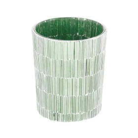 Bougeoir Vert Verre Ciment 10 x 10 x 13 cm de BigBuy Home, Bougeoirs et chandeliers - Réf : S8807424, Prix : 8,31 €, Remise : %