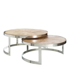 Table Basse Argenté Naturel 100 x 100 x 45 cm (2 Unités) de BigBuy Home, Tables - Réf : S8807426, Prix : 557,34 €, Remise : %