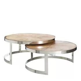 Mesa de Centro Prateado Natural 100 x 100 x 45 cm (2 Unidades) de BigBuy Home, Jogos de móveis - Ref: S8807426, Preço: 557,34...