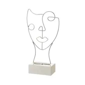 Figura Decorativa Blanco Plateado Cerámica Hierro 18,5 x 8 x 34,3 cm de BigBuy Home, Adornos - Ref: S8807477, Precio: 6,91 €,...