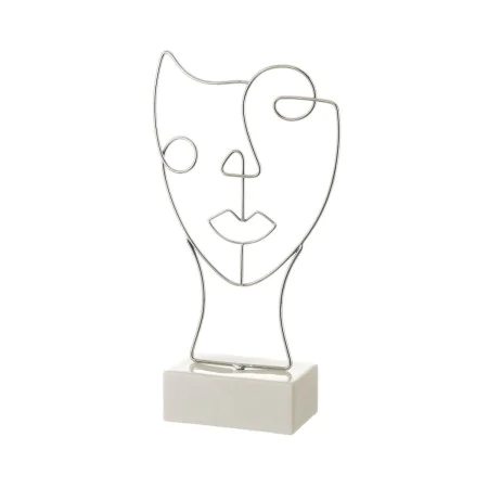 Figura Decorativa Blanco Plateado Cerámica Hierro 18,5 x 8 x 34,3 cm de BigBuy Home, Adornos - Ref: S8807477, Precio: 7,68 €,...