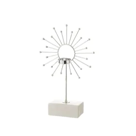 Castiçais Branco Prateado Cerâmica Ferro 18,4 x 8,4 x 29,1 cm de BigBuy Home, Candelabros e suportes para velas - Ref: S88074...